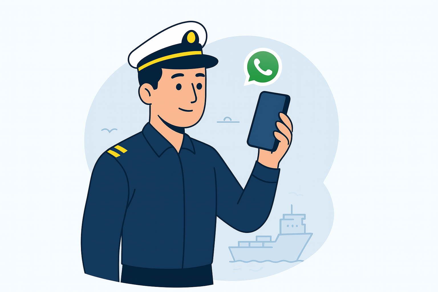 Professional Sailor with Phone